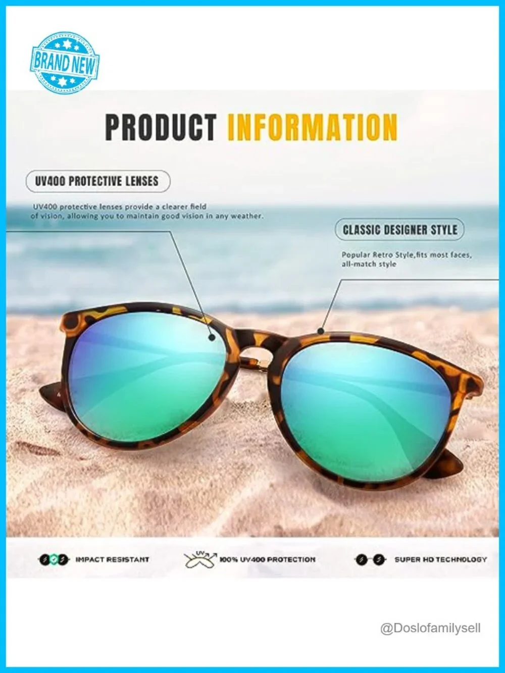 Polarized UV Protection Round Sunglasses Unisex Retro TR90 Frame